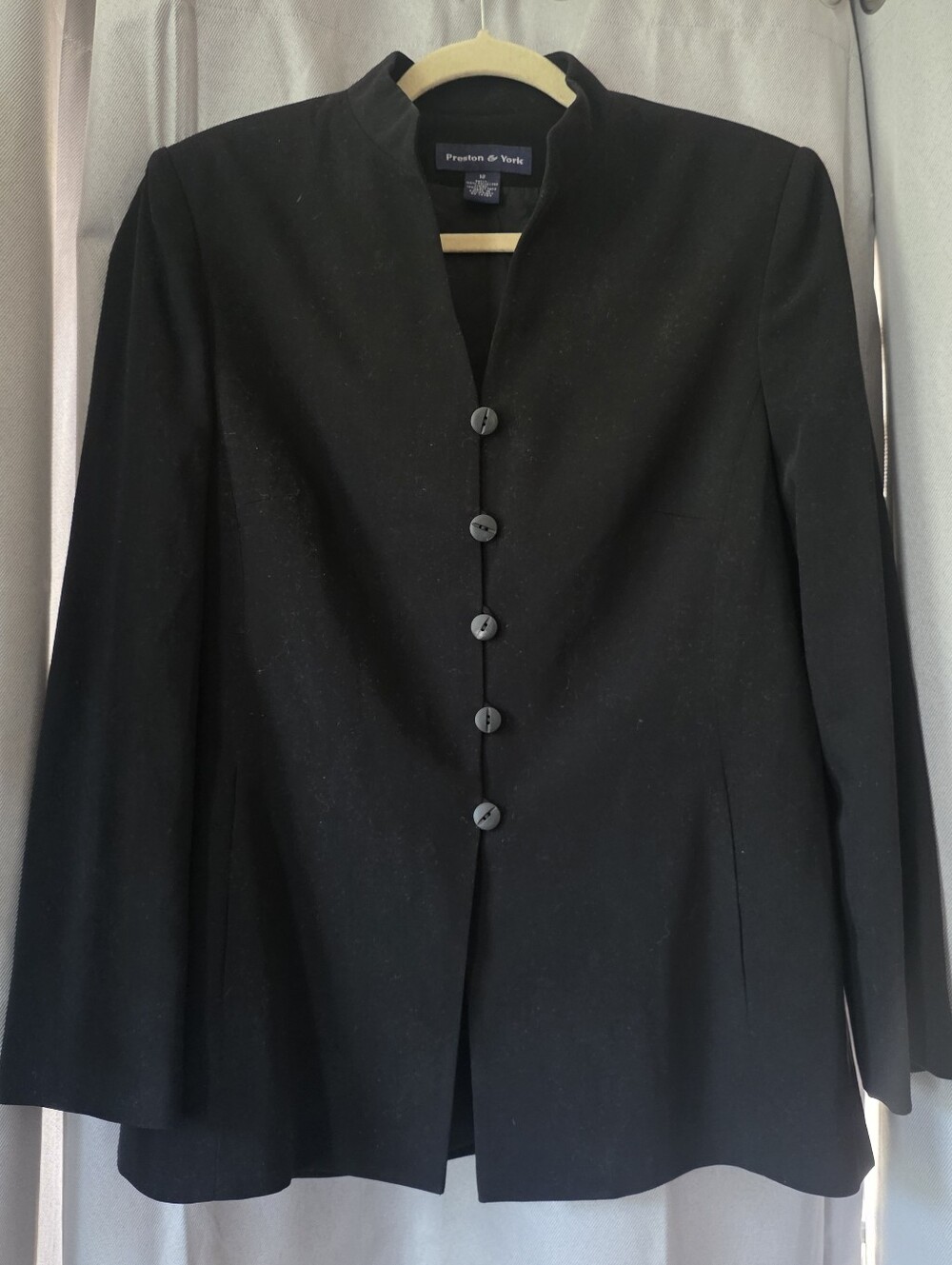 Preston & York black Structured Mandarin Collar blazer 12
